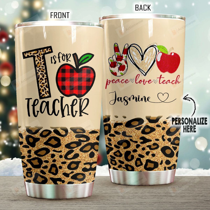 Teacher Tumbler Personalized Peace Love Teacher Size 20 Oz Coffee Tumbler
