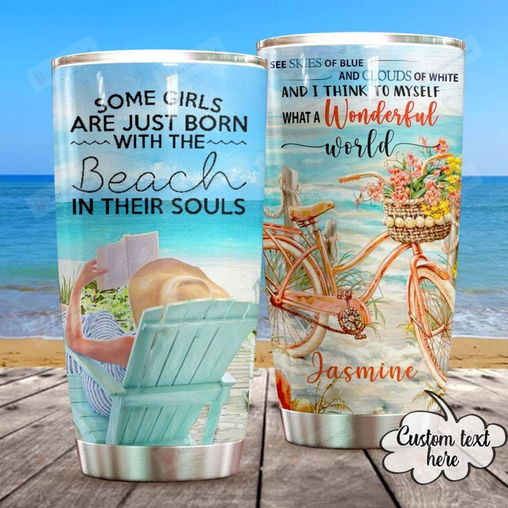 Personalized Beach In Their Souls Stainless Steel Tumbler, Tumbler Cups For Coffee/Tea, Great Customized Gifts For Birthday Christmas Thanksgiving Anniversary