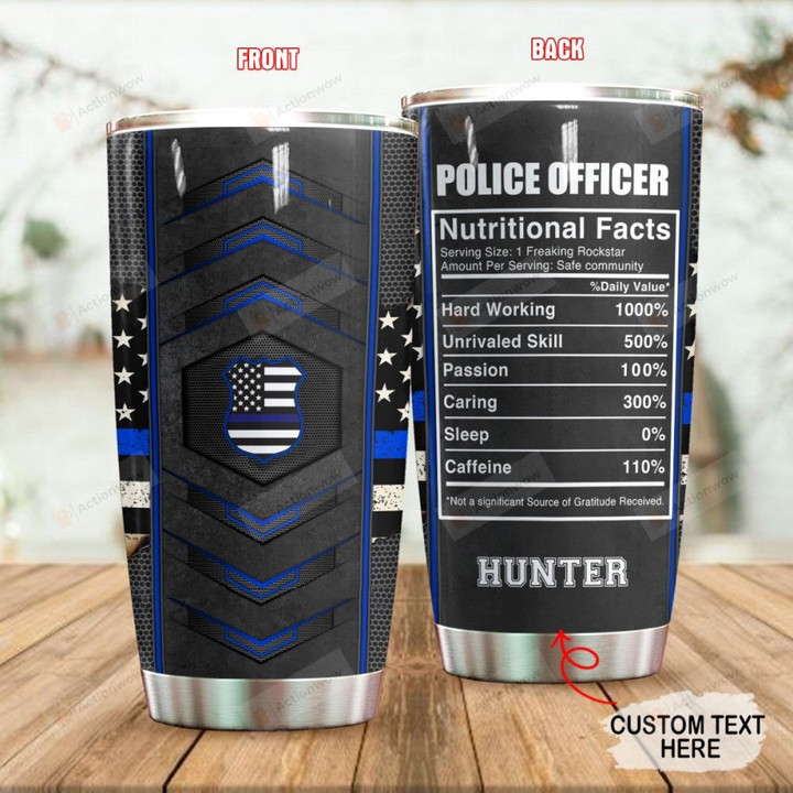 Personalized Police Officer Custom Name Stainless Steel Tumbler, Tumbler Cups For Coffee/Tea, Great Customized Gifts For Birthday Christmas Thanksgiving