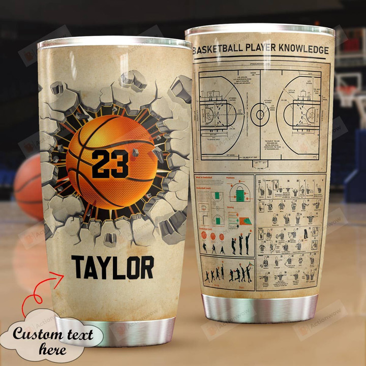 Personalized Basketball Player Knowledge Stainless Steel Tumbler, Tumbler Cups For Coffee/Tea, Great Customized Gifts For Birthday Christmas Thanksgiving Anniversary