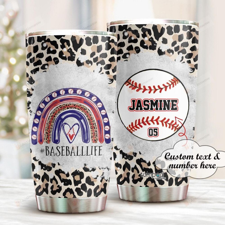 Personalized Baseball Stainless Steel Tumbler, Tumbler Cups For Coffee/Tea, Great Customized Gifts For Birthday Christmas Thanksgiving Anniversary