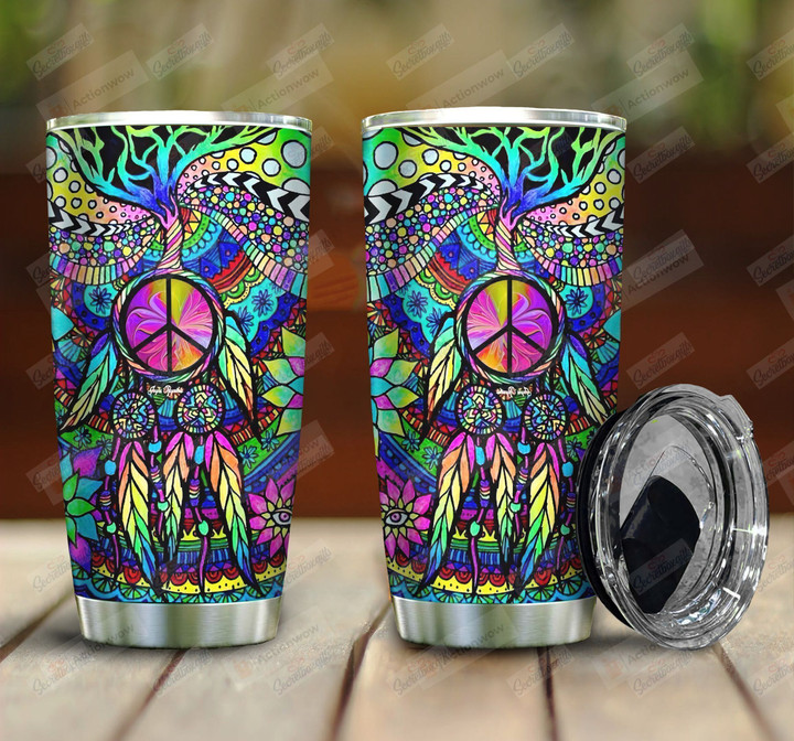 Peace sign Dreamcatcher Tree Multicolor Stainless Steel Tumbler