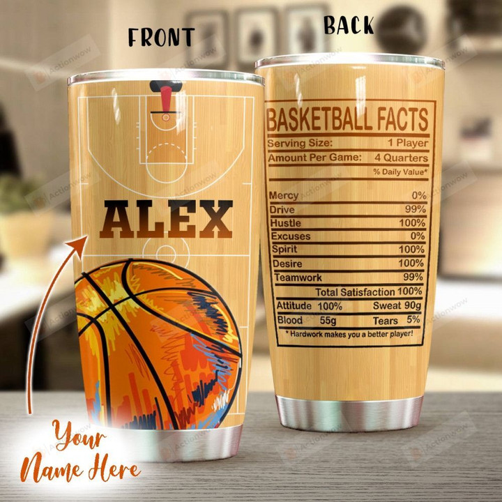 Personalized Basketball Facts  Stainless Steel Tumbler, Tumbler Cups For Coffee/Tea, Great Customized Gifts For Birthday Christmas Thanksgiving Anniversary