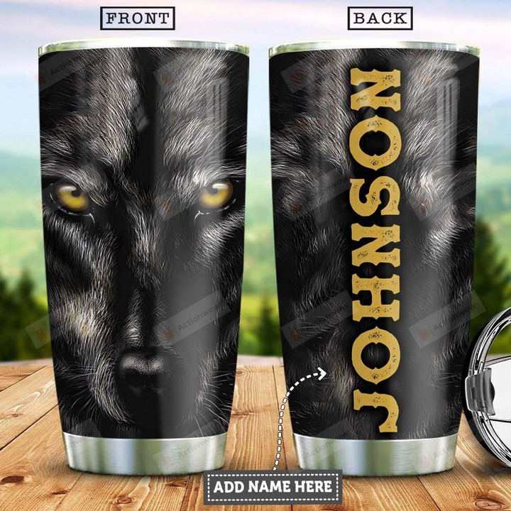 Personalized Wolf Stainless Steel Vacuum Insulated Tumbler 20 Oz, Gifts For Birthday Christmas Thanksgiving, Perfect Gifts For Wolf Lovers, Coffee/ Tea Tumbler, Black Tumbler
