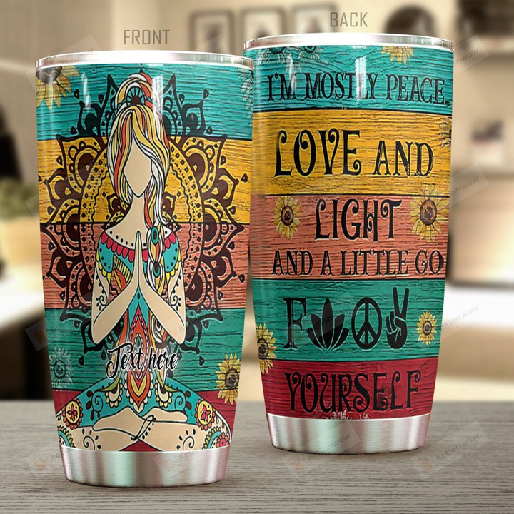Personalized Custom Name Yoga  Love Yourself Tumbler Stainless Steel Tumbler, Tumbler Cups For Coffee Or Tea, Great Gifts For Thanksgiving Birthday Christmas