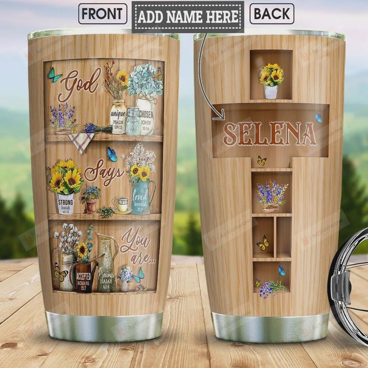 Personalized Faith Butterfly Sunflowers God Says You Are Stainless Steel Tumbler 20 Oz, Gifts For Birthday Christmas Thanksgiving, Perfect Gifts For Butterfly Lovers, Coffee/ Tea Tumbler