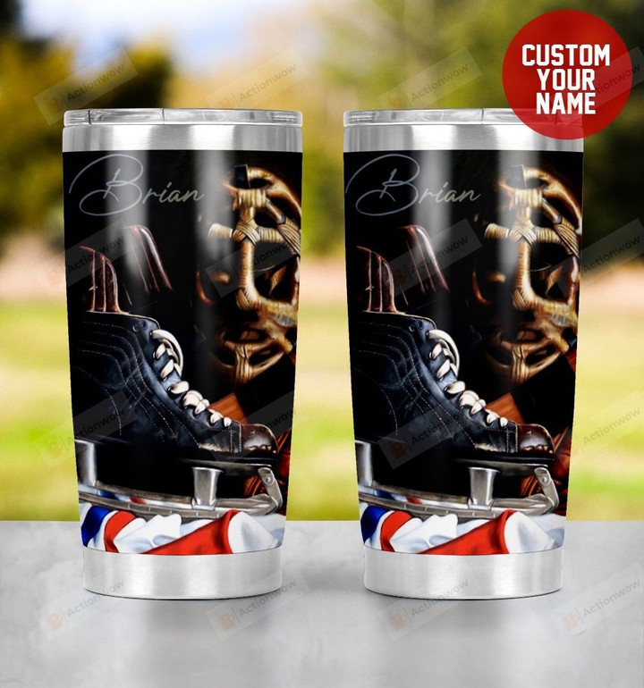 Personalized Ice Hockey 3d Artwork Of Ice Hockey Equipment Tumbler Cup Stainless Steel Tumbler, Tumbler Cups For Coffee/Tea, Great Customized Gifts For Birthday Christmas