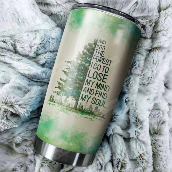 Personalized Into The Forest I Go To Lose My Mind Camper Tumbler Stainless Steel Vacuum Insulated Double Wall Travel Tumbler With Lid For Coffee/Tea, Perfect Gifts For Birthday Christmas