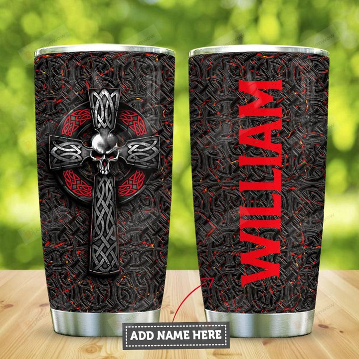 Celtic Skull Cross Personalized Tumbler Cup Stainless Steel Vacuum Insulated Tumbler 20 Oz Tumbler For Coffee/ Tea Best Gifts For Horror Lovers Great Gifts For Birthday Christmas Halloween