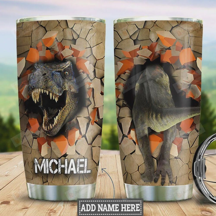 Personalized Dinosaur Break Through Tumbler Cup Stainless Steel Insulated Tumbler 20 Oz Best Gifts For Dinosaur Lovers Great Gifts For Birthday Christmas Thanksgiving Travel/ Camping Tumbler
