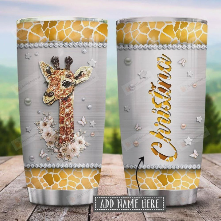 Personalized Giraffe Jewelry Style Stainless Steel Tumbler Perfect Gifts For Giraffe Lover 20 Oz Tumbler Cups For Coffee/Tea, Great Customized Gifts For Birthday Christmas Thanksgiving