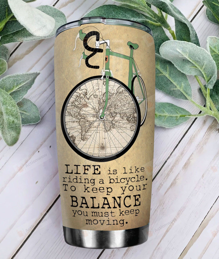 Personalized Bicycle Tumbler Cup You Must Keep Moving Stainless Steel Tumbler, Tumbler Cups For Coffee/Tea, Great Customized Gifts For Birthday Christmas