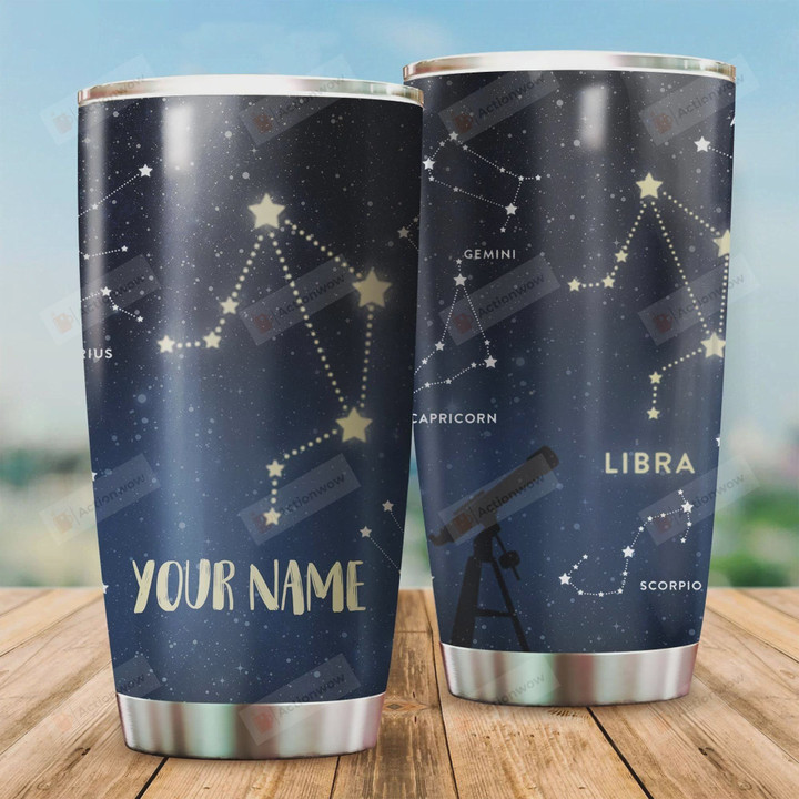 Personalized Zodiac Libra Stainless Steel Vacuum Insulated Double Wall Travel Tumbler With Lid, Tumbler Cups For Coffee/Tea, Perfect Gifts For Horoscope Sign Lovers On Birthday Mother's Day