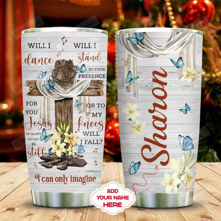 Faith Butterfly Personalized Tumbler Cup, Christian Cross, Stainless Steel Vacuum Insulated Tumbler 20 Oz, Great Gifts For Birthday Christmas, Best Gifts For Friends, Relatives