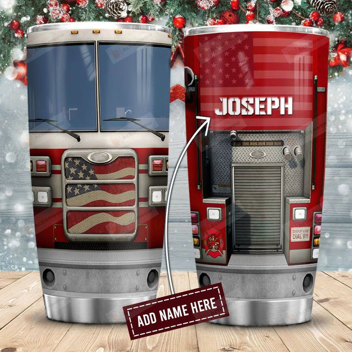 Fire Truck Head Personalized Tumbler Cup Stainless Steel Insulated Tumbler 20 Oz Best Gifts For Firefighter On Birthday Christmas Thanksgiving Tumbler For Coffee/ Tea With Lid