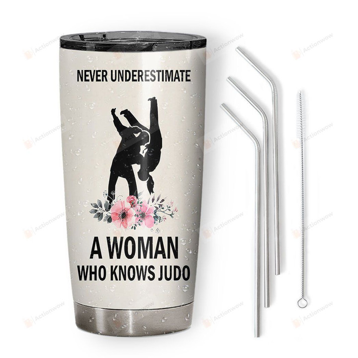 Judo Techniques Tumbler A Woman Who Knows Judo Stainless Steel Vacuum Insulated Double Wall Travel Tumbler With Lid, Tumbler Cups For Coffee/Tea, Perfect Gifts For Birthday Christmas Thanksgiving