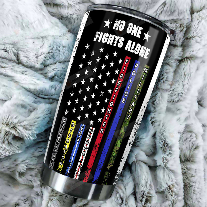 No One Fights Alone Tumbler Stainless Steel Vacuum Insulated Double Wall Travel Tumbler With Lid, Tumbler Cups For Coffee/Tea, Perfect Gifts For Birthday Christmas Thanksgiving