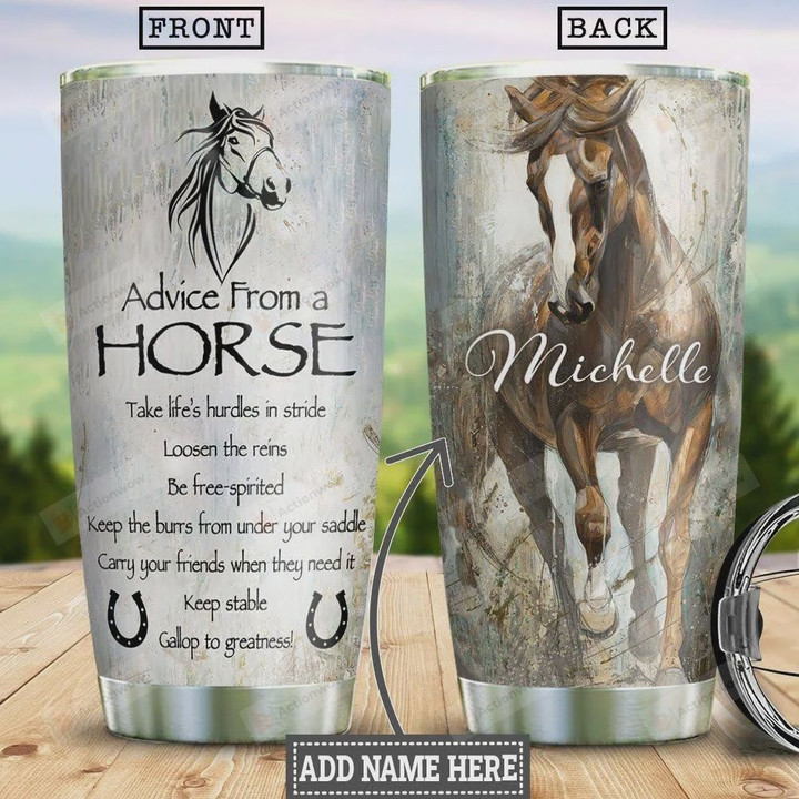 Horse Advice Keep Stable Personalized Tumbler Cup Stainless Steel Insulated Tumbler 20 Oz Travel Tumbler With Lid Great Birthday Christmas Gifts For Horse Lovers Unique Gifts For Friends Relatives