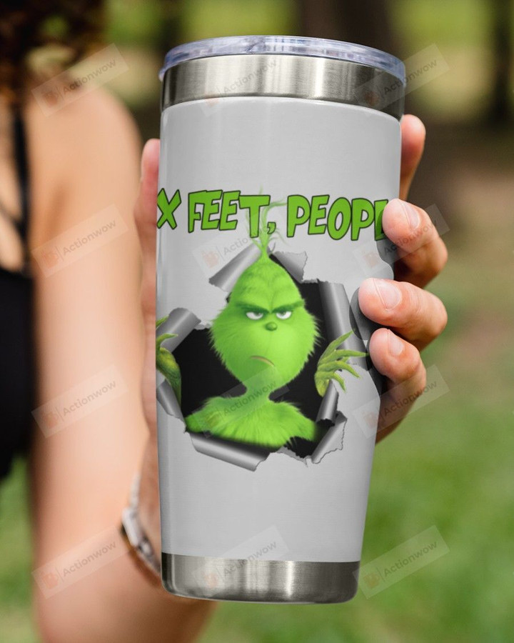 6 Feet People Stay Away From Grinch's Hole Stainless Steel Tumbler Cup For Coffee/Tea