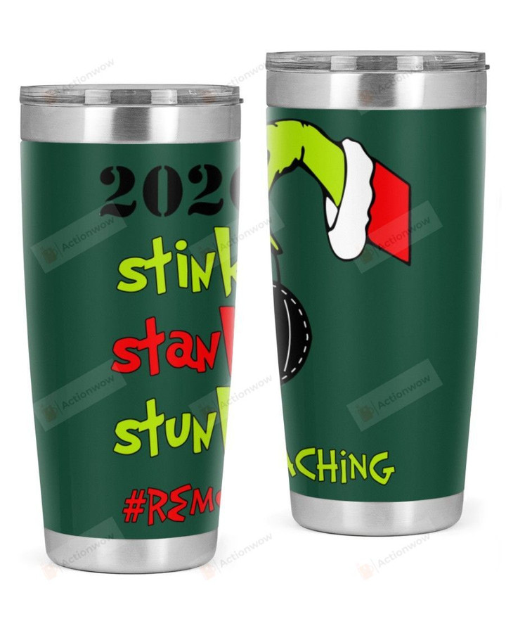Remote Teaching, The Grinch Christmas Stainless Steel Tumbler, Tumbler Cups For Coffee/Tea