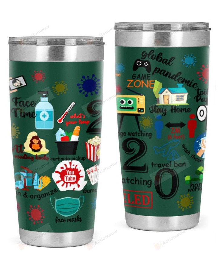 Global Pandemic, Face Masks, Travel Ban, Face Time Stainless Steel Tumbler, Tumbler Cups For Coffee/Tea