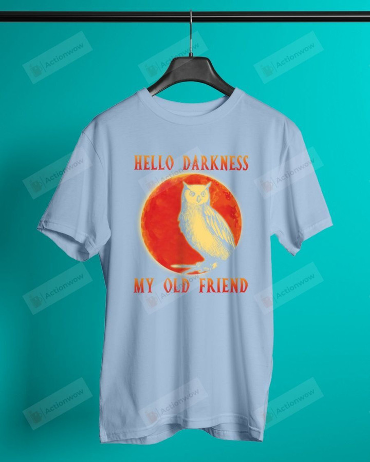 Red Sun Hello Darkness My Old Friend Owl Short-Sleeves Tshirt, Pullover Hoodie, Great Gift For Thanksgiving Birthday Christmas