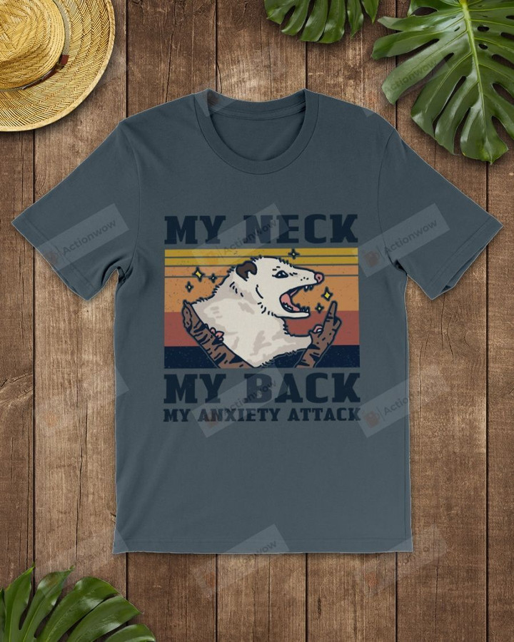 Retro Navy My Anxiety Attack Opossum Short-Sleeves Tshirt, Pullover Hoodie, Great Gift For Thanksgiving Birthday Christmas