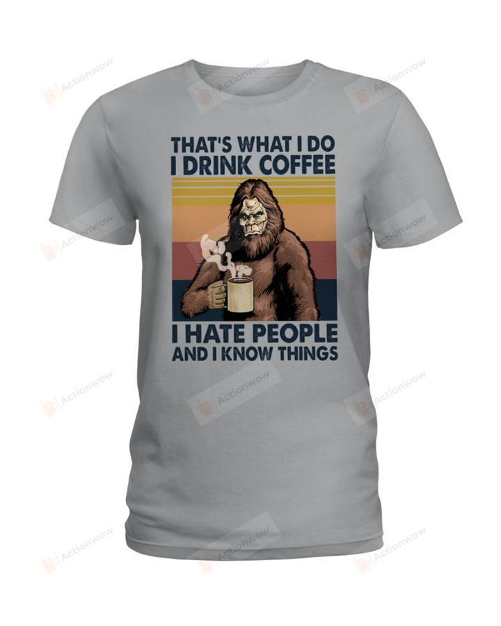 Retro Navy Coffee Bigfoot That's What I Do Short-Sleeves Tshirt, Pullover Hoodie, Great Gift For Thanksgiving Birthday Christmas