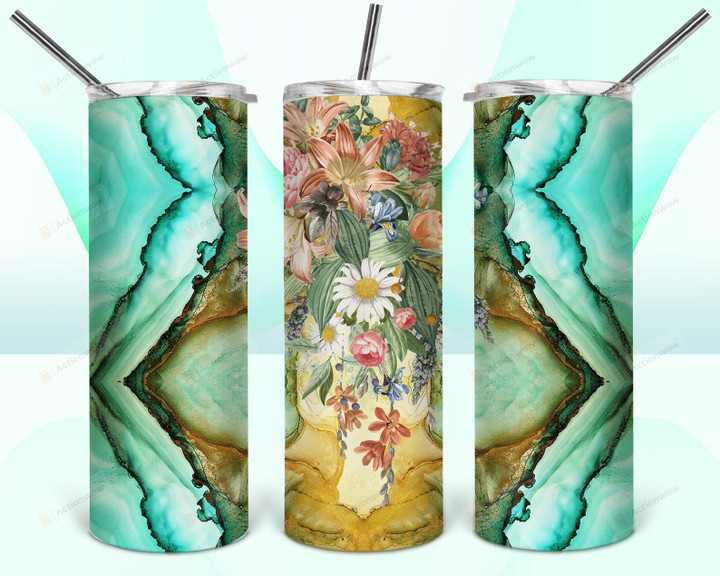 Flowers Stainless Steel Tumbler, Tumbler Cups For Coffee/Tea