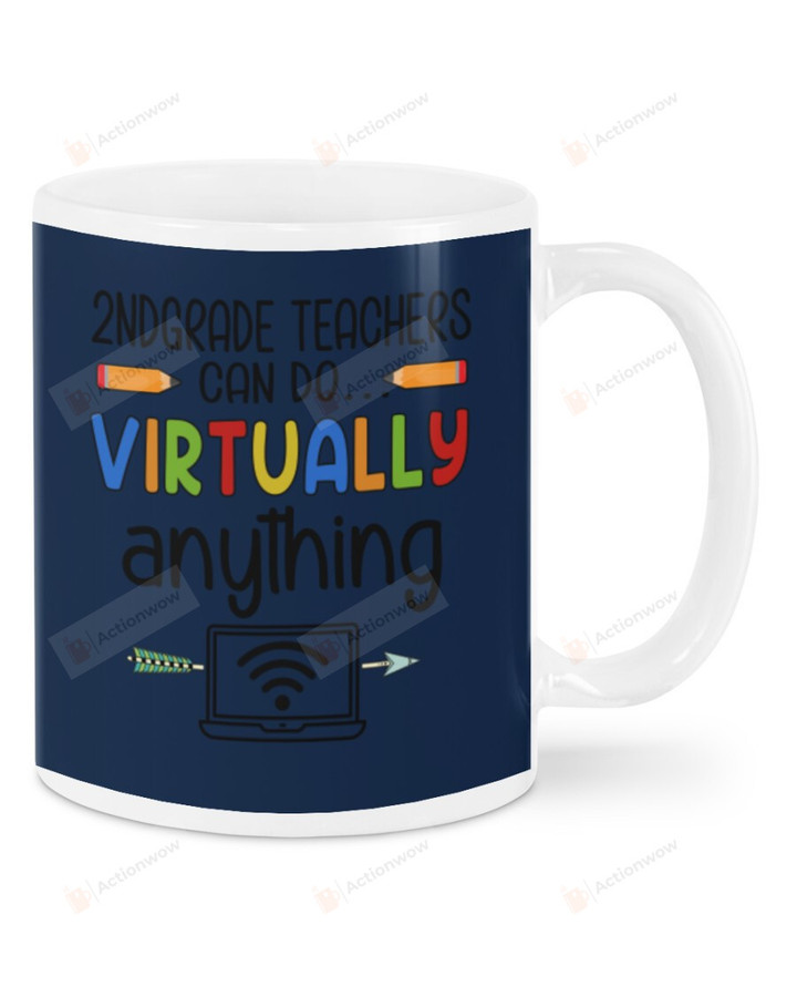 2nd Grade Teacher Can Do Virtually Anything, Arrow Through Screen, Dark Blue Mugs Ceramic Mug 11 Oz 15 Oz Coffee Mug