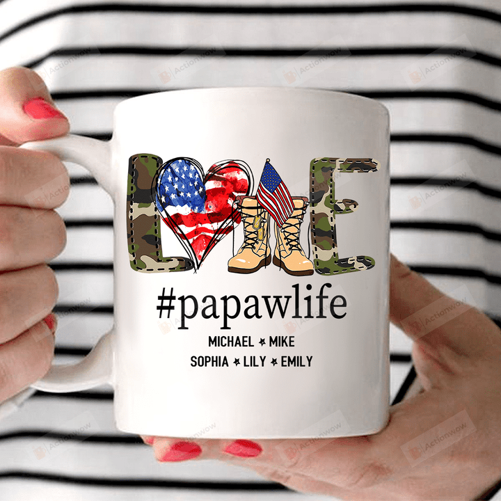 Personalized Papaw Life - Veteran Grandpa, White Mugs Ceramic Mug 11 Oz 15 Oz Coffee Mug