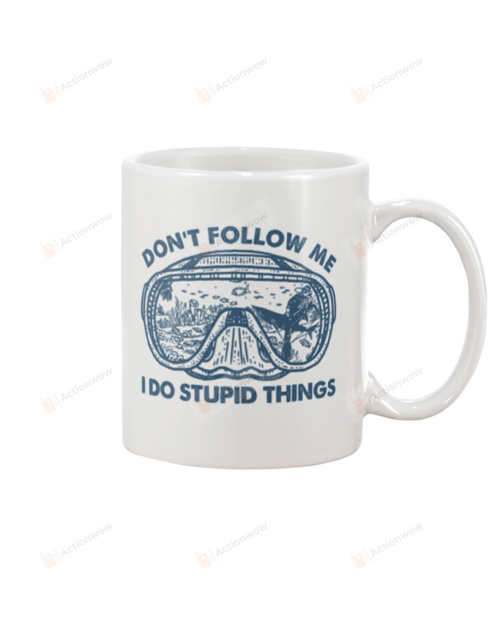 Don't Follow Me I Do Stupid Things Shark Diving Mug Gifts For Birthday, Anniversary Ceramic Coffee 11-15 Oz