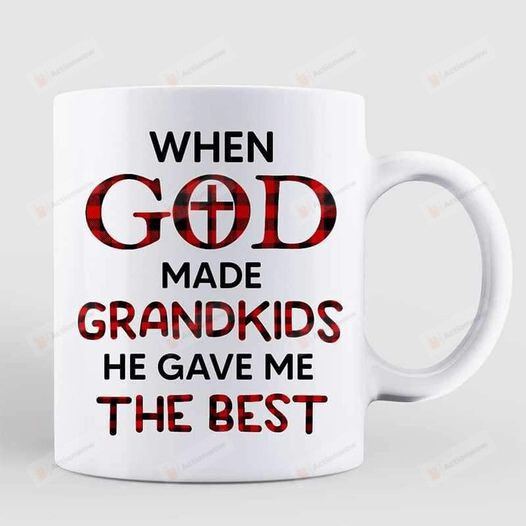When God Made Grandkids He Gave Me The Best Mug, Birthday Christmas Gift For Grandkids