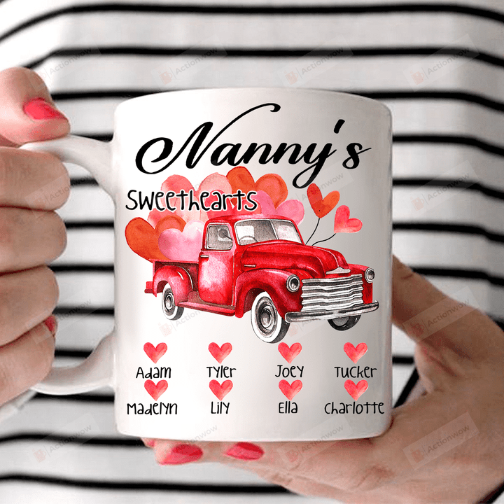 Personalized Nanny's Sweethearts Truck Ceramic Mug Great Customized Gifts For Birthday Christmas Thanksgiving Anniversary 11 Oz 15 Oz Coffee Mug