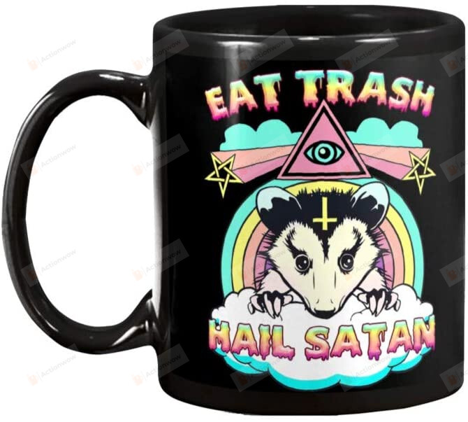 Animal Eat Trash Hail Satan - Image Vintage art printed quotes mug