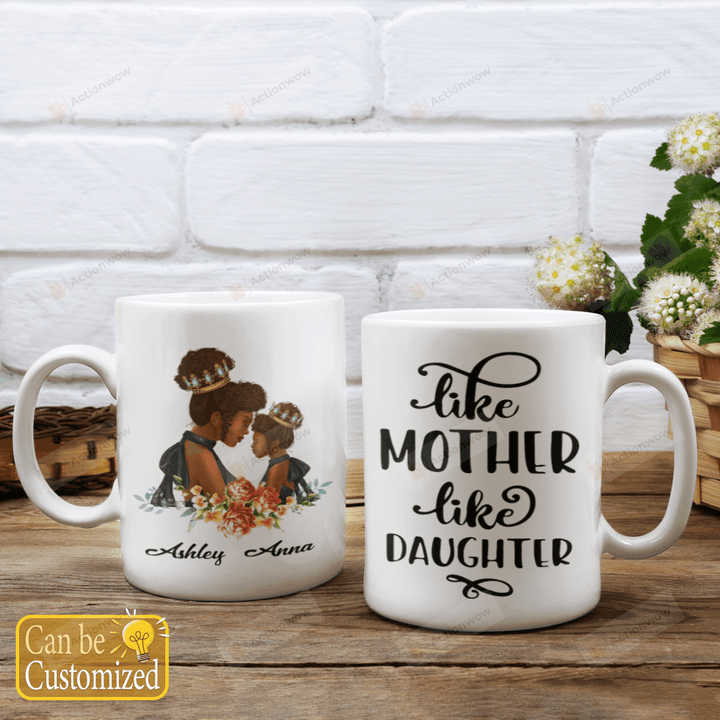Personalized Custom Name Like Mother, Head To Head Black Mom Mugs Ceramic Mug 11 Oz 15 Oz Coffee Mug