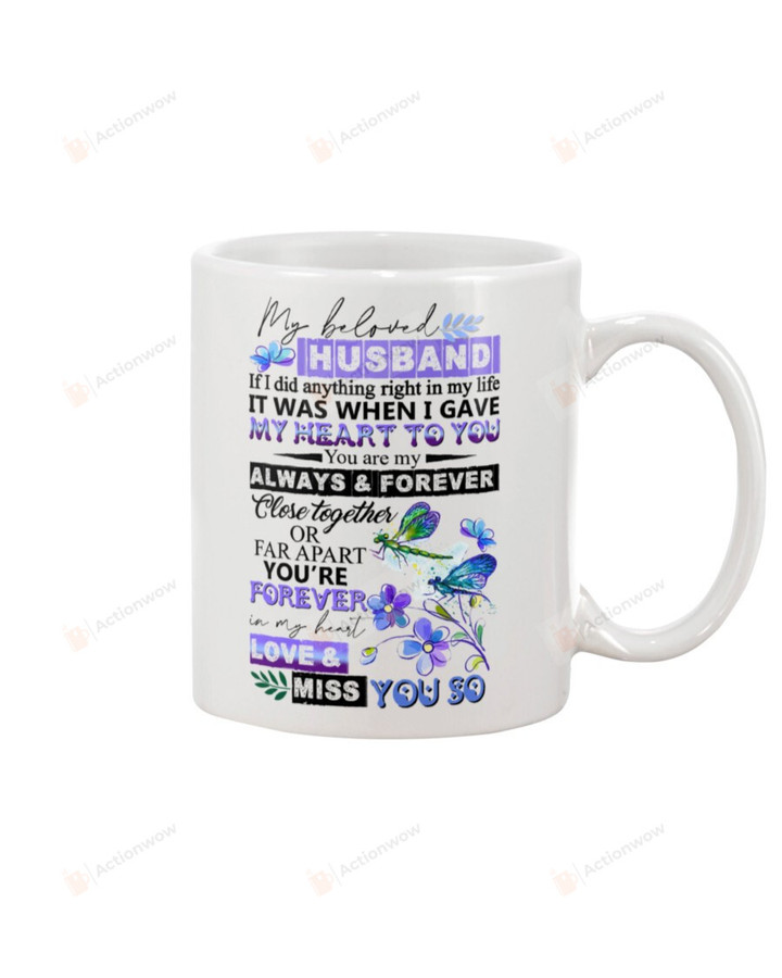Personalized To My Beloved Husband Mug Dragonfly Love You & Miss You So Coffee Mug