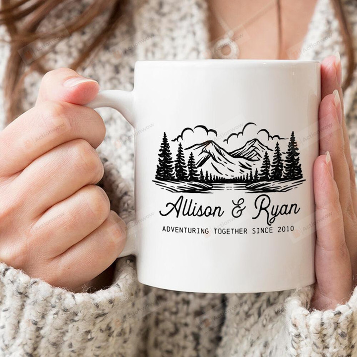 Personalized Camping Scenery Mug Adventuring Together Mug Best Gifts For Camping Lovers, Camping Couple On Birthday Christmas Thanksgivings 11 Oz - 15 Oz Mug