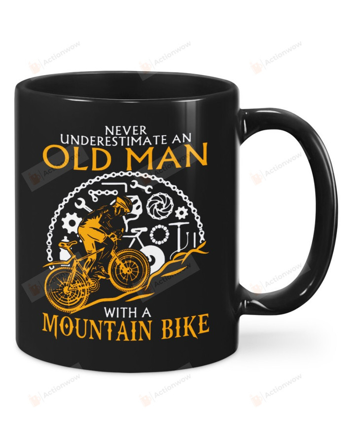 Funny Never Underestimate An Old Woman With A Mountain Bike Mug Gifts For Birthday, Anniversary Ceramic Changing Color Mug 11-15 Oz