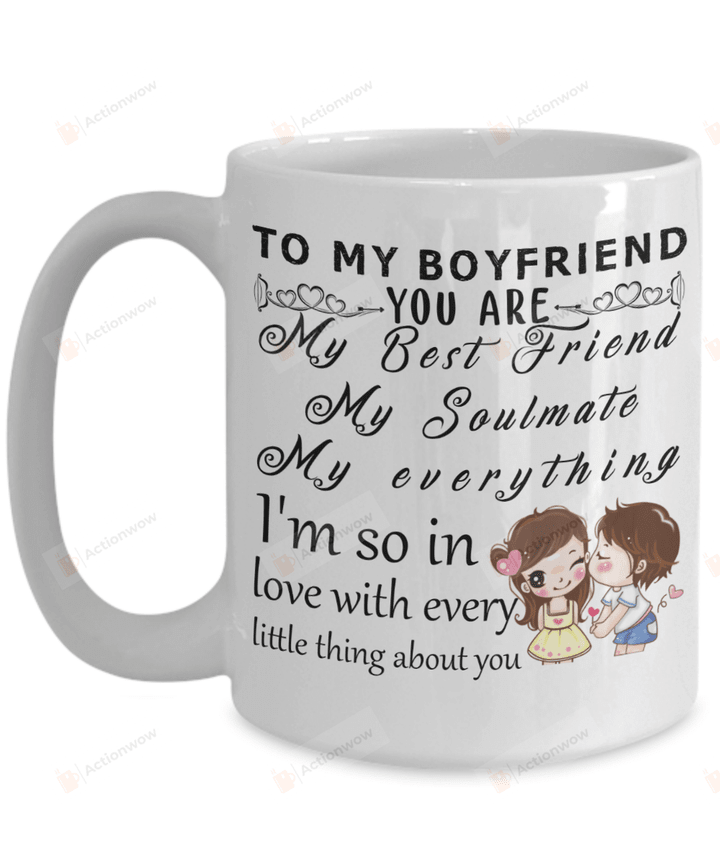 Personalized To My Boyfriend Mug, You Are my Best Friend My Soulmate Mug Gifts For Couple Lover , Husband, Boyfriend, Birthday, Anniversary Customized Name Ceramic Coffee Mug 11-15 Oz