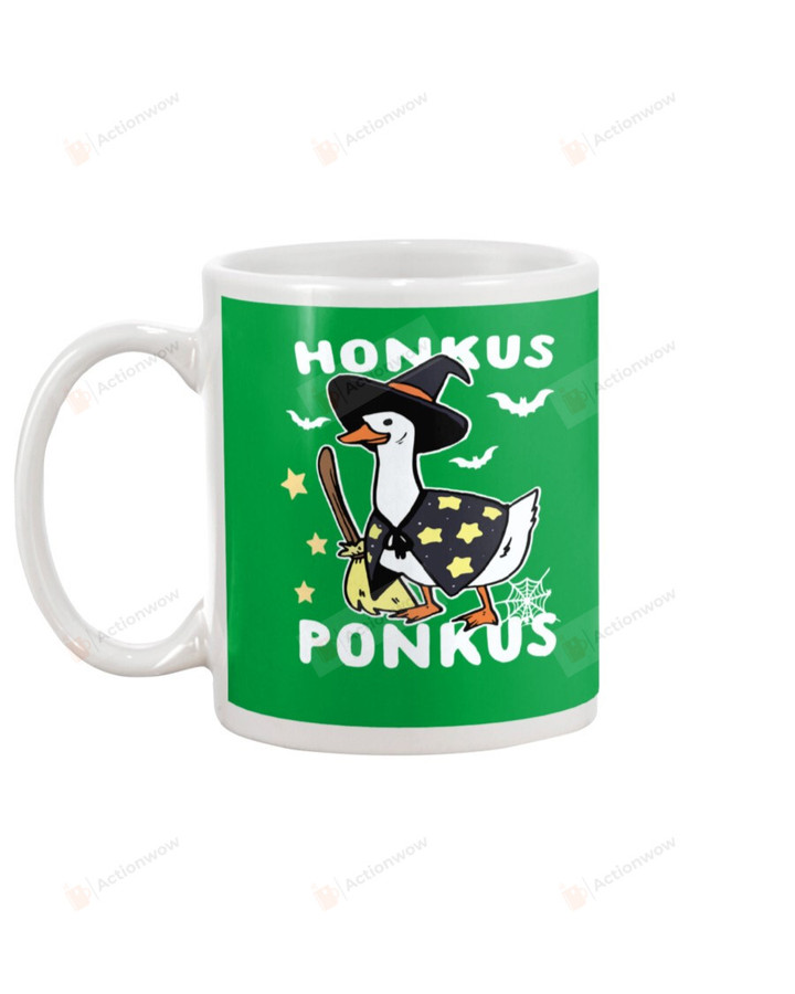 Honkus Ponkus, Witch Goose And Broom Art, Halloween Mugs Ceramic Mug 11 Oz 15 Oz Coffee Mug