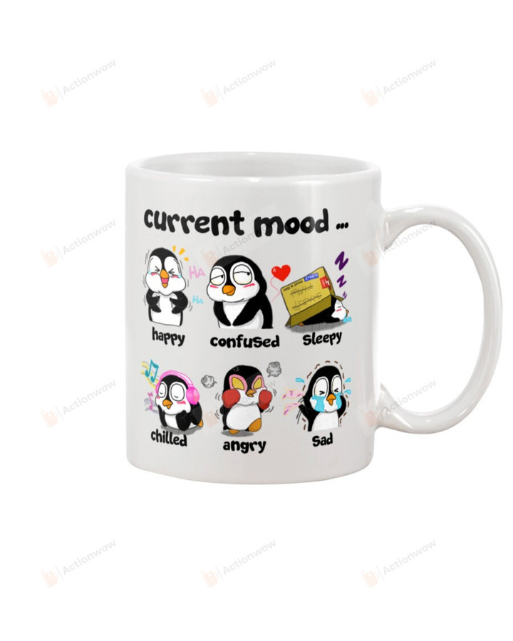 Penguin Current Mood Mug Gifts For Pig Lover , Birthday, Thanksgiving Anniversary Ceramic Coffee 11-15 Oz