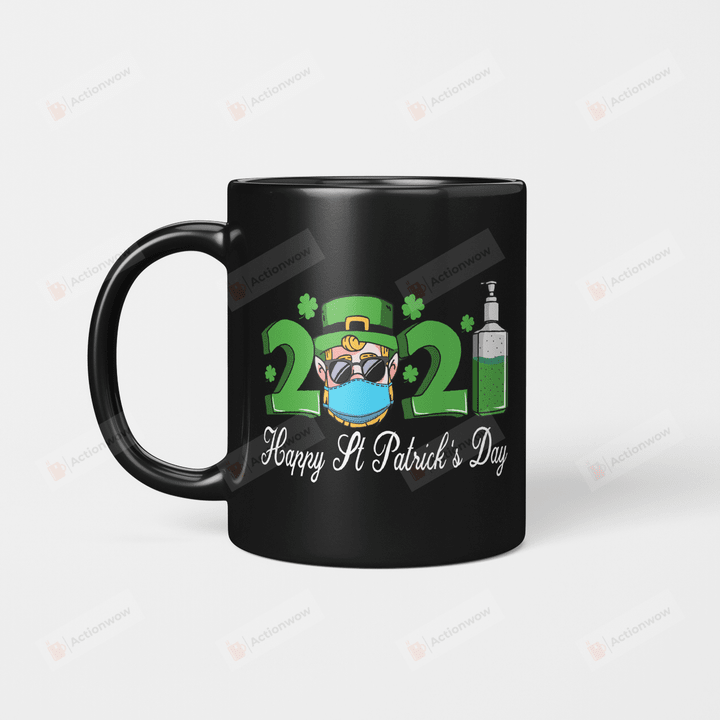 Leprechaun In A Mask Happy St Patrick's Day 2021 Mug Gifts For Birthday, Anniversary Ceramic Coffee 11-15 Oz