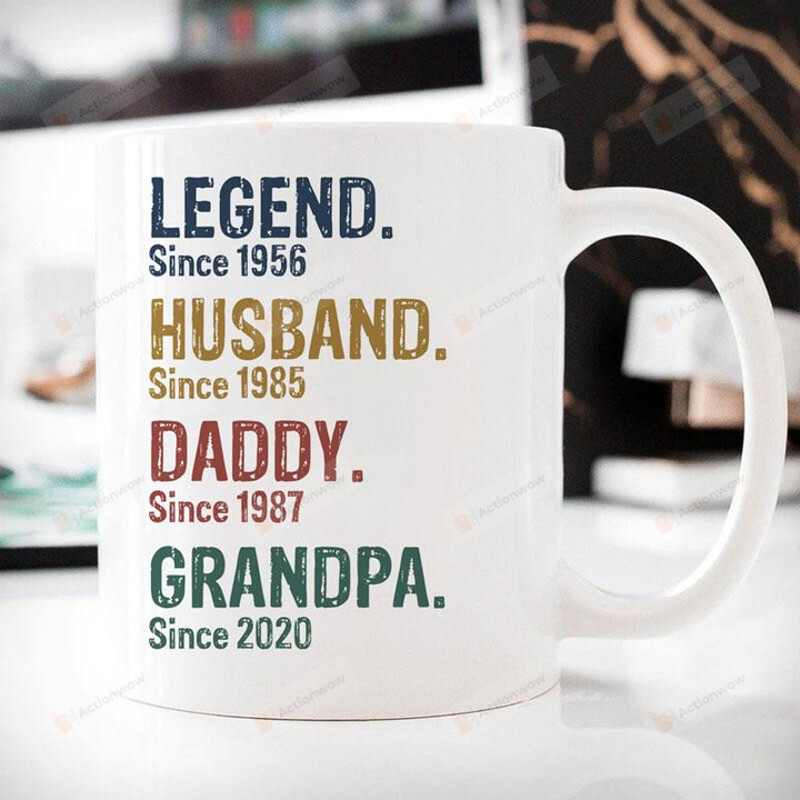 Personalized Legend Husband Daddy Grandpa Since Plus Year White Mug, 11 Oz 15 Oz Mug, Best Gifts For Father's Day Birthday Christmas To Father, Grandfather And Husband