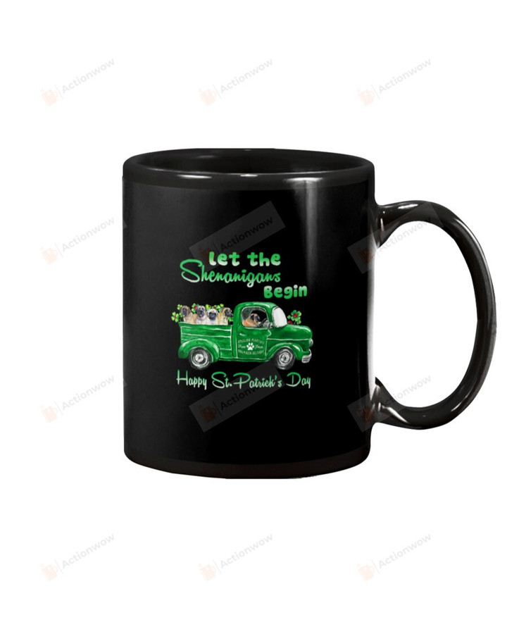 English Mastiff Puppies Drive Green Truck Mug Happy Patrick's Day , Gifts For Birthday, Thanksgiving Anniversary Ceramic Coffee 11-15 Oz
