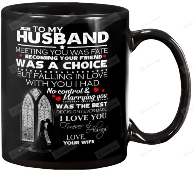Customized TO MY HUSBAND Mug, Meeting You Was Fate Mug, Love To Husband From Wife Wedding Anniversary Valentine Birthday Gifts For Men Women Personalized Name Ceramic Coffee Mug