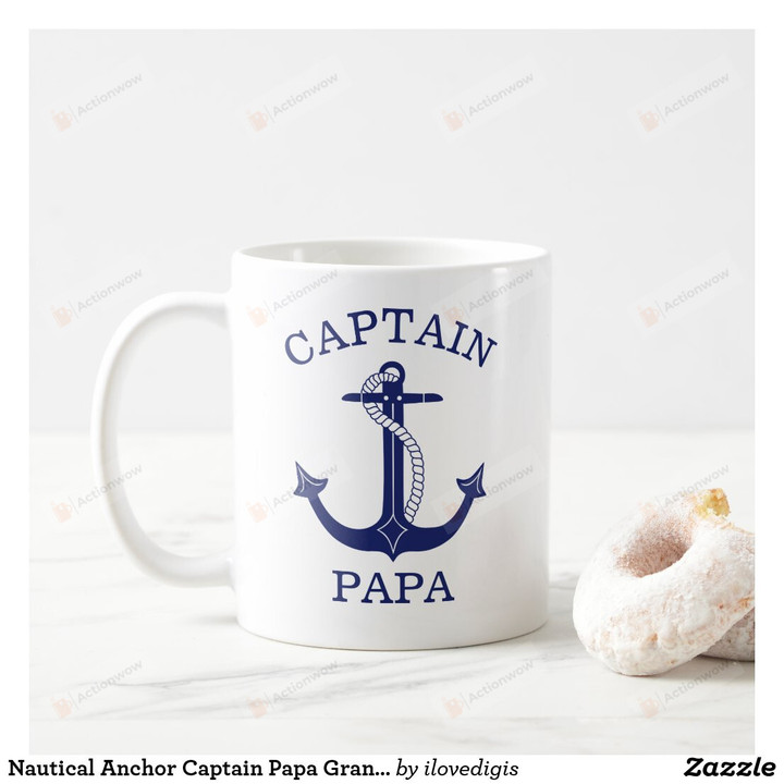 Captain Papa White Mug, Best Gifts For Father, Grandfather In Father's Day, Anchor 11 Oz/15 Oz Mug