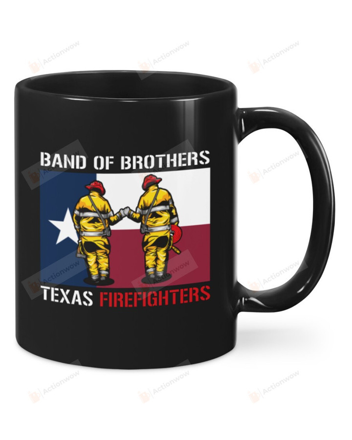 Firefighter Band of Brothers Texas Flag Mug Gifts For Birthday, Anniversary Ceramic Changing Color Mug 11-15 Oz