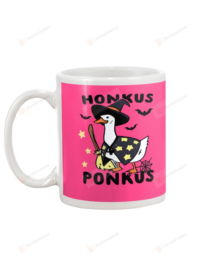Honkus Ponkus, Witch Goose Pink Mugs Ceramic Mug 11 Oz 15 Oz Coffee Mug
