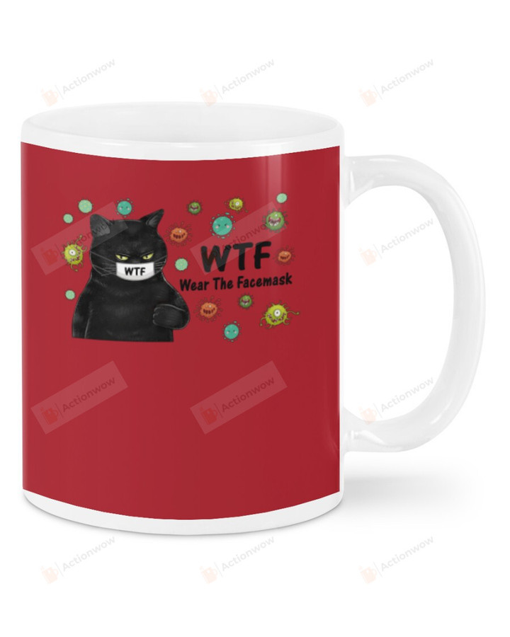 Black Cat, Pandemic Wear The Facemask Ceramic Mug Great Customized Gifts For Birthday Christmas Thanksgiving 11 Oz 15 Oz Coffee Mug